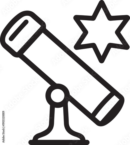 Telescope and a radiant star, an illustration capturing the essence of astronomical exploration and celestial observation.