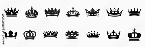 Crown icons set. Crown symbol collection. Vector illustration
