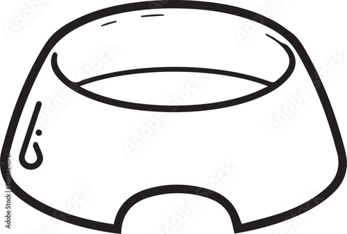 Simple sketch of a pet bowl, ready to hold pet food, showcasing essential items and supplies.