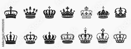 Crown icon set. Royal crown symbol collection. line crown icon. vector illustration
