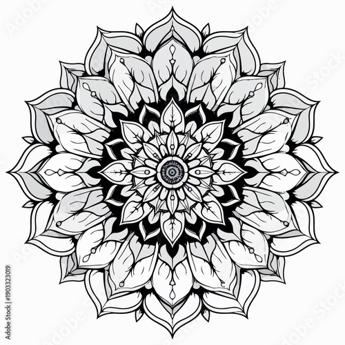 Sharp Petal Symmetrical Mandala Design