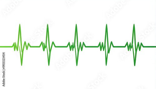 A green electrocardiogram (ECG) waveform on a white background.