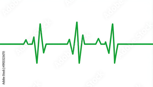 A green electrocardiogram (ECG) waveform on a white background.