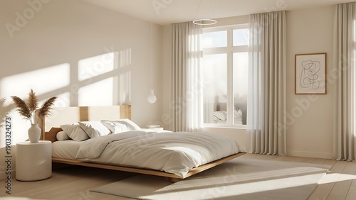 Serene bedroom with natural light and minimalist decor