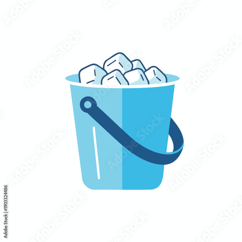 Illustration of a blue bucket filled with ice