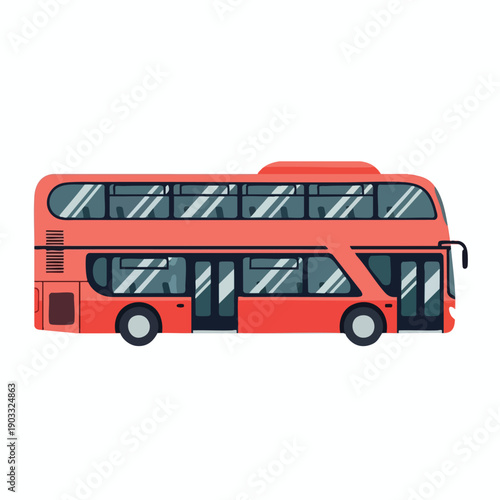 Illustration of a Red Double Decker Bus