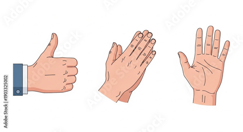 Three different hand gestures shown side by side.