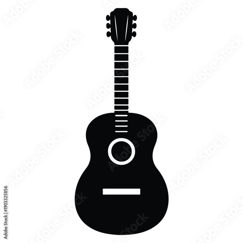 Silhouette of mariachi guitar isolated, vector