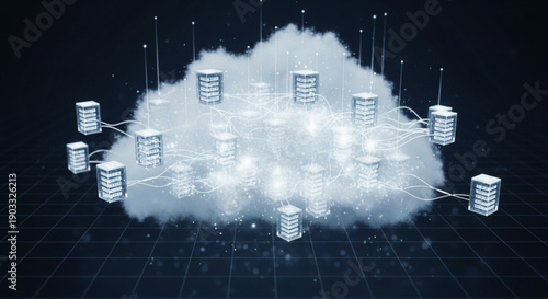 Servers connected to cloud network with data exchange