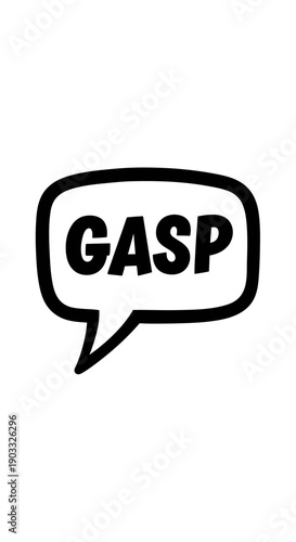 Comic Speech Bubble with "GASP" Text, Expressing Sudden Shock or Astonishment, Isolated White Background