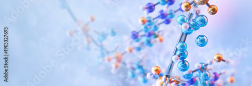 Photos Deoxyribonucleic acid molecule: double helix polymer chains