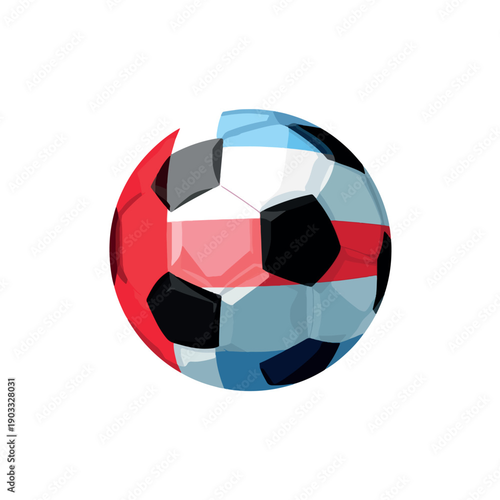 Obraz premium Vibrant soccer ball with dynamic geometric design elements