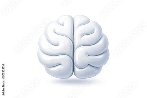 White abstract brain model on clean white background reflecting intelligence and creativity