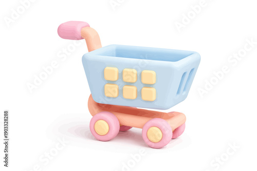 Colorful plastic toy shopping cart for kids with pink and blue design