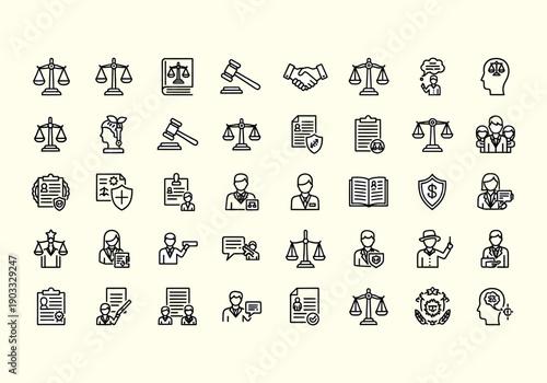 Vector Ilustration Concept law icons with people and scales.