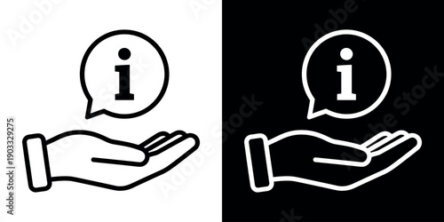 Bild auf Leinwand Information and support icon in flat black and white background vector illustration