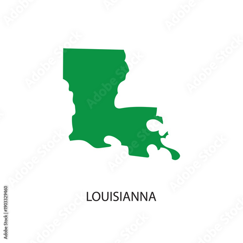 Illustrative green silhouette of the U.S. state of Louisiana, showcasing its distinct geographical outline and territorial shape, perfect for maps, education, and regional studies