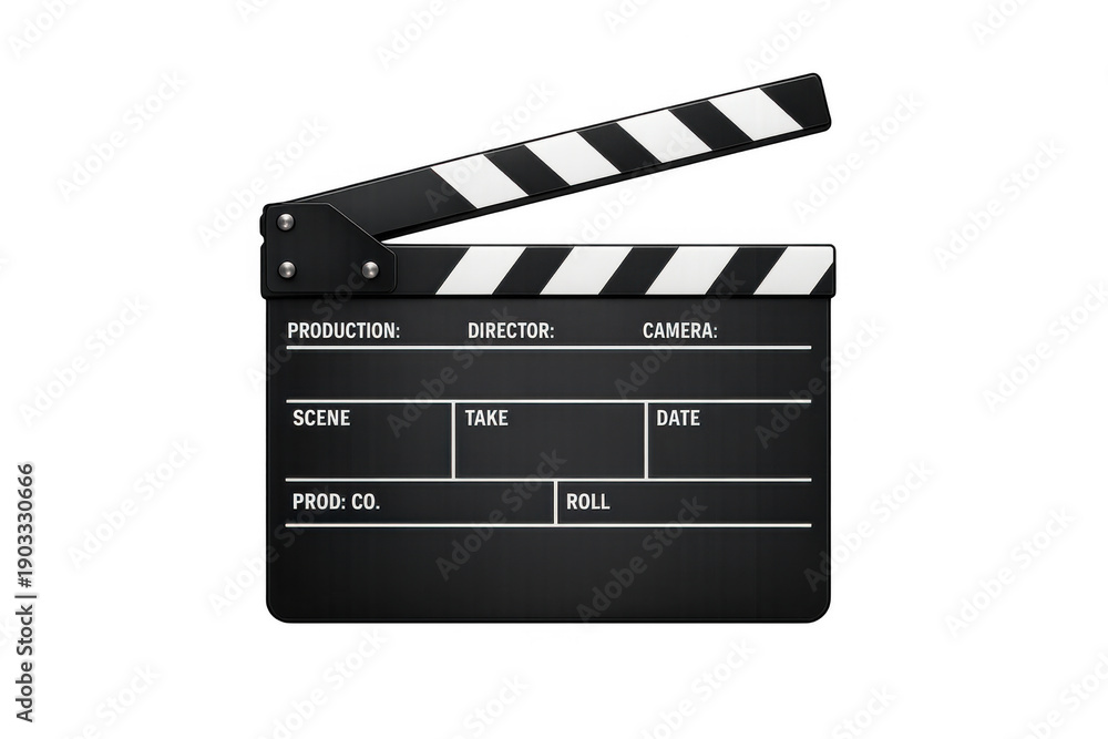 Fototapeta premium Clapperboard for film production, showing cinema, movie, video, and entertainment concepts with transparent background