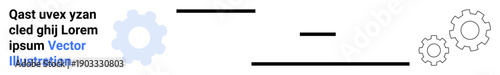 Workflow, technology, process automation, engineering, productivity, design. Gears and horizontal lines arranged in an abstract layout. Workflow and technology concepts through mechanical elements