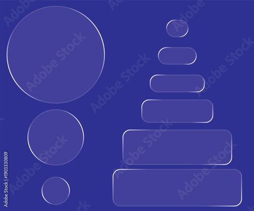 Abstract geometric shapes, circle and rectangle progression, representing growth and data visualization on a blue background.