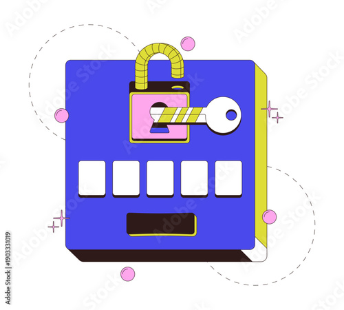 Enter verification code modern onboarding illustration. Access confirmation. Lock key. 5 digit entry field. Password input. Web design UI. Flat vector concept. Mobile app intro. Minimal UX scene
