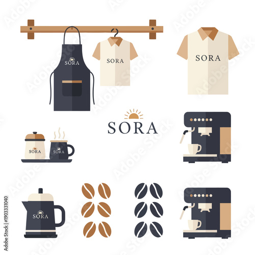 Coffee Merchandise and Coffee Makers Display.