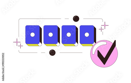 Correct code confirmation modern onboarding illustration. 4 digit input field with checkmark. Login verification success. Web design UI. Flat vector concept. Mobile app intro. Minimal UX scene