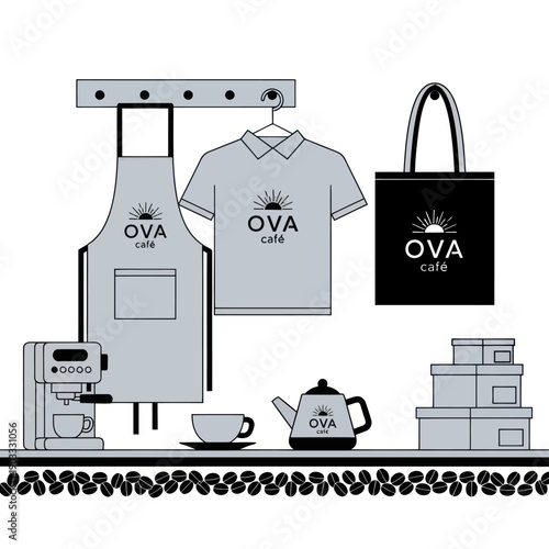 Coffee Shop Branding Merchandise and Equipment.