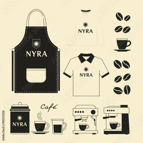 Coffee Shop Branding Elements and Accessories.