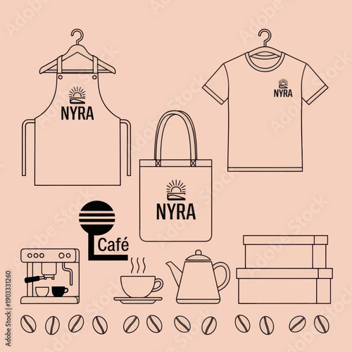 Coffee Shop Branding Elements and Accessories.