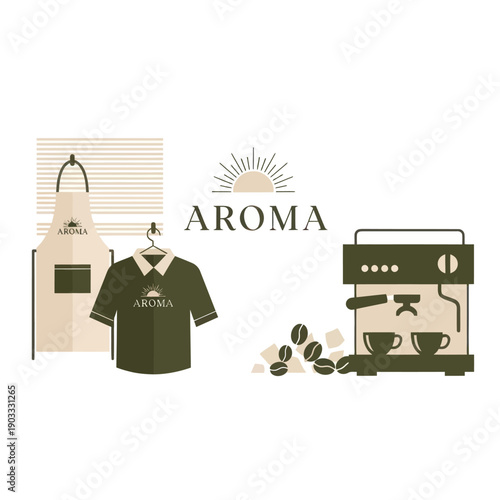 Coffee Shop Logo Design Elements Display.