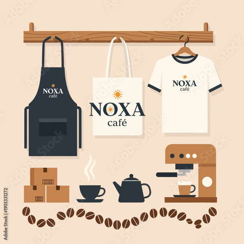 Coffee Shop Merchandise and Coffee Equipment Display.