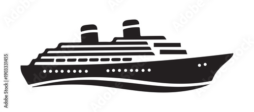 Cruise Ship Silhouette Icon Passenger Liner Nautical Vector