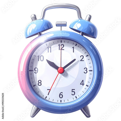 Soft blue alarm clock with large white numbers and twin bells for easy morning reading