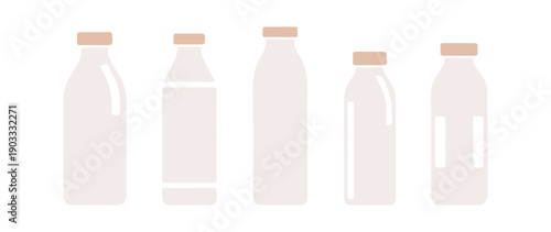 various milk bottle designs showcased on a white canvas