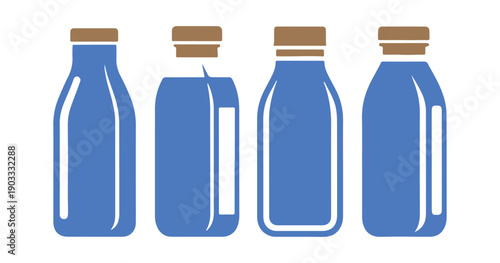 assortment of milk bottle designs set on a white surface

