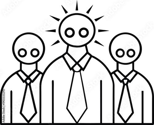 Business leadership team icon showing manager guiding employees