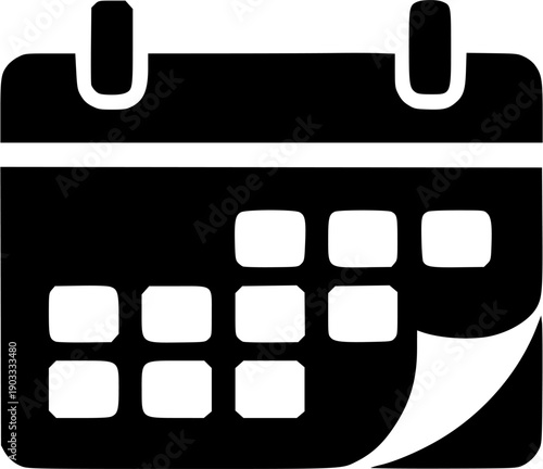 Monthly Schedule Calendar Grid Silhouette Icon