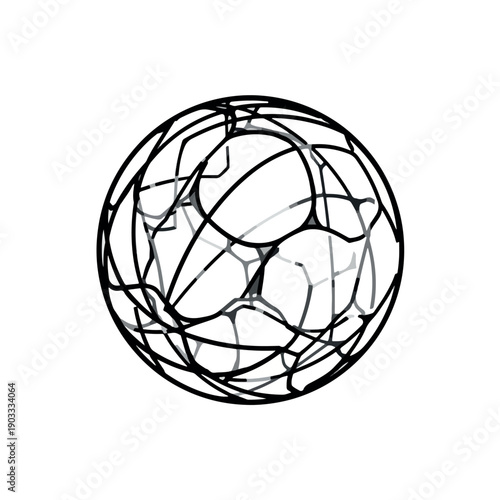 Stunning black lines forming a dynamic sphere