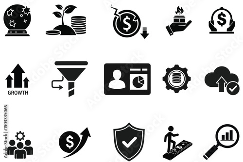 Financial and business icons set