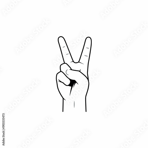 Hand making peace sign with two fingers up in air