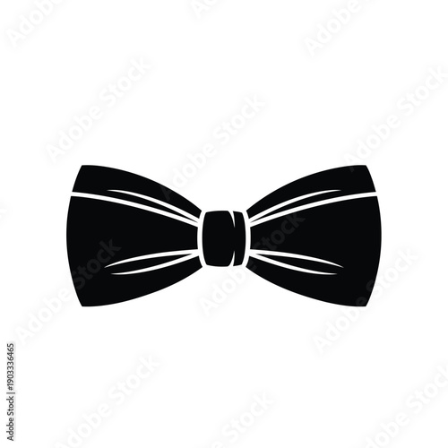 A black bowtie is depicted against a white background.