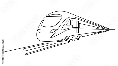 Modern high-speed train outline drawing vector graphic concept. Vector illustration