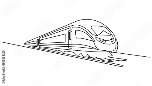 Modern high-speed train outline drawing vector graphic concept. Vector illustration