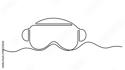 Continuous line drawing of a virtual reality headset. Editable stroke