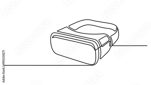 Continuous line drawing of a virtual reality headset. Editable stroke