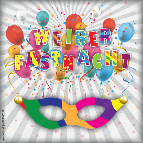 WeiberFastnacht Balloons Confetti Gray Retro Sun Cover