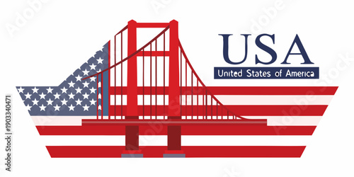 Golden gate bridge and american flag forming the usa letters
