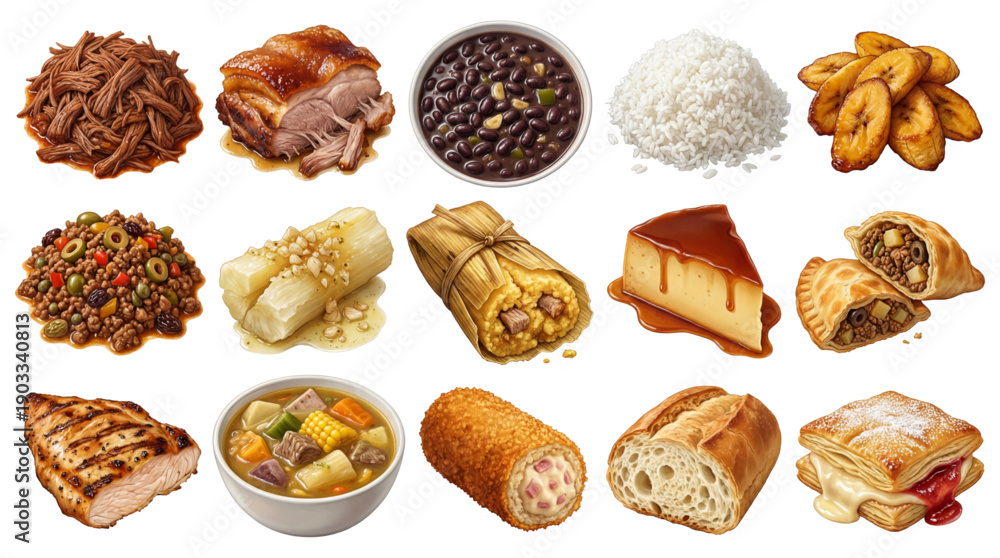 Obraz premium Exclusive Cuba National Culinary Art Vector Pack – Transparent Background