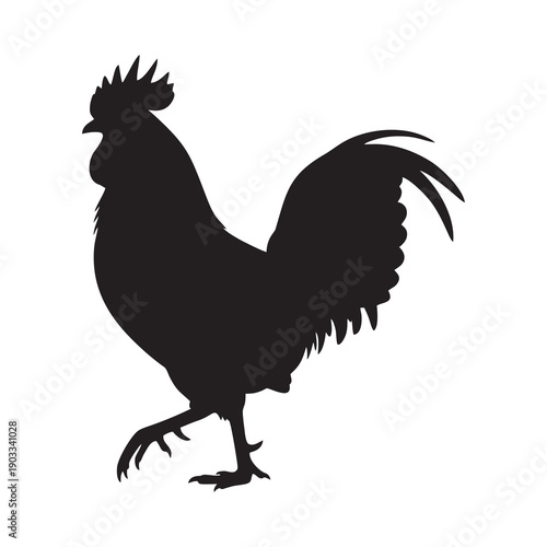 silhouette of a rooster against a white background